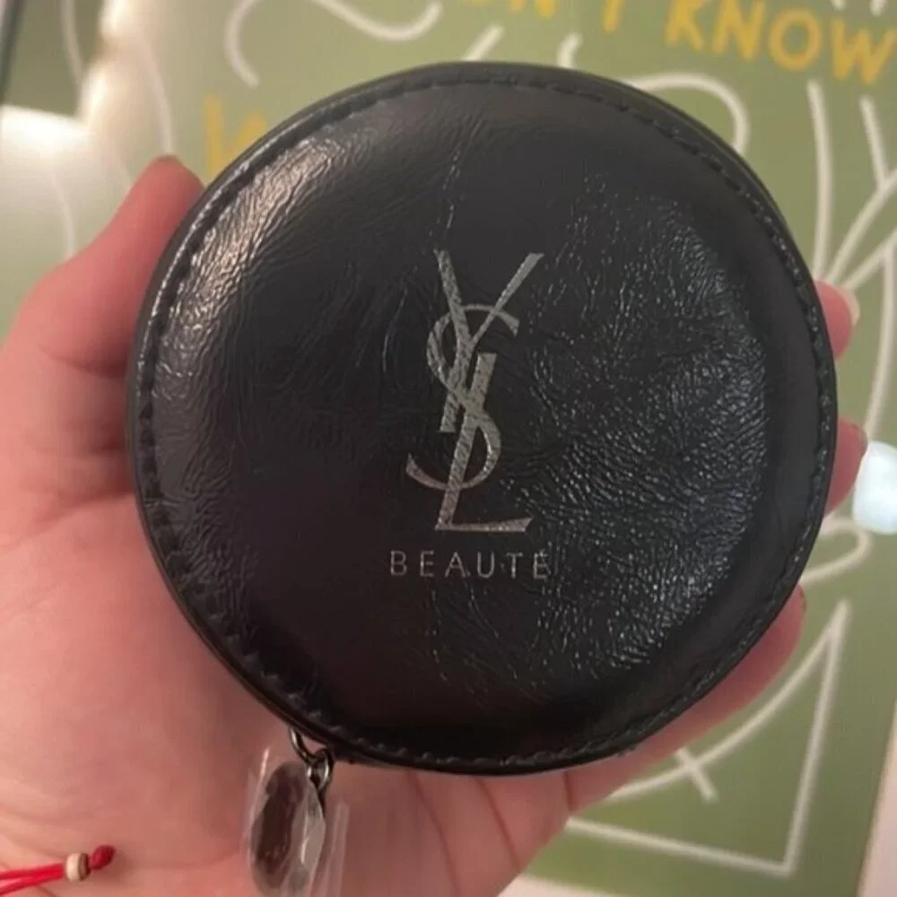 Small YSL Beaute round black cosmetic bag, pouch, coin purse